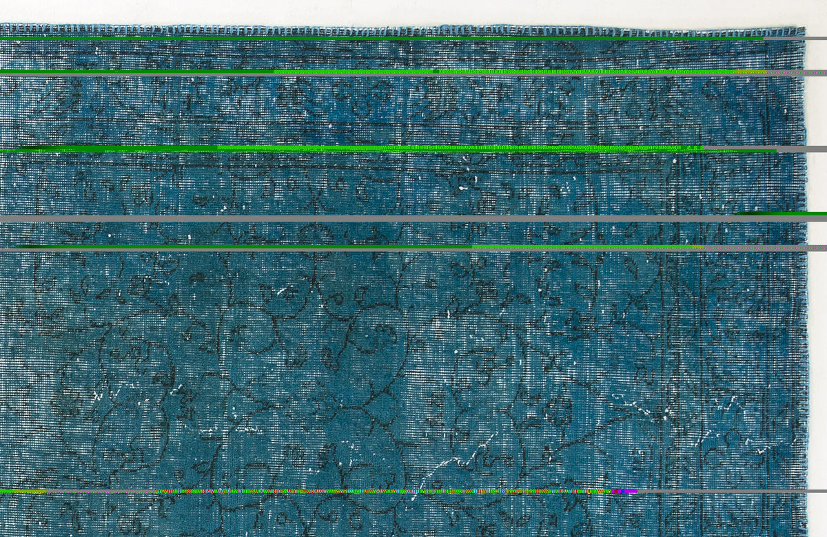 Turquoise  Over Dyed Vintage Rug 6&#39;5&#39;&#39; x 9&#39;7&#39;&#39; ft 195 x 292 cm