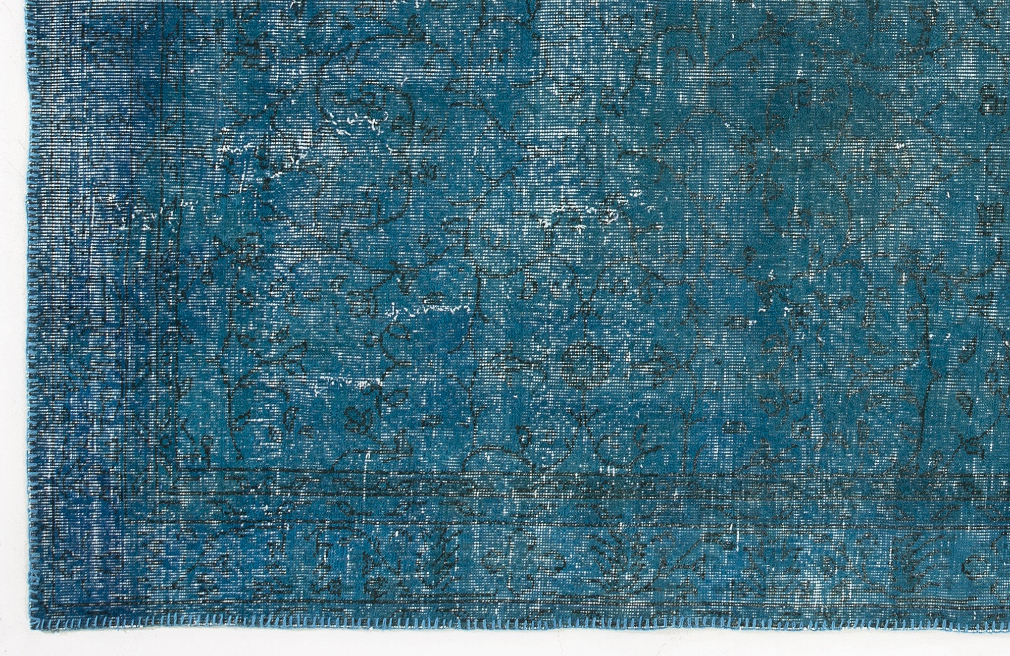 Turquoise  Over Dyed Vintage Rug 6'5'' x 9'7'' ft 195 x 292 cm