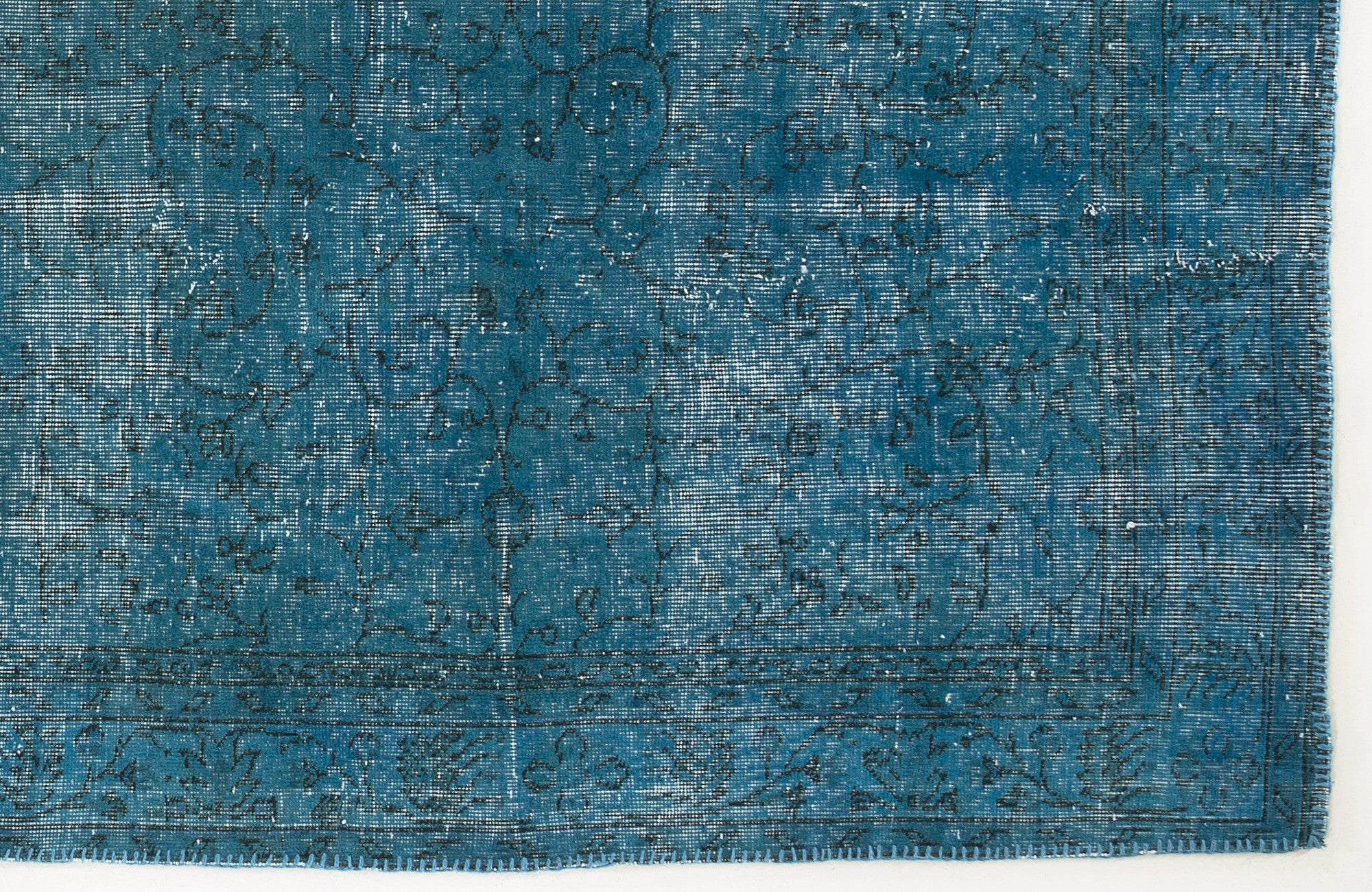 Turquoise  Over Dyed Vintage Rug 6'5'' x 9'7'' ft 195 x 292 cm