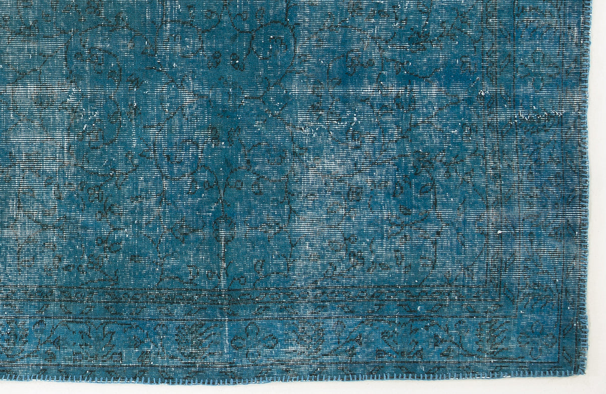 Turquoise  Over Dyed Vintage Rug 6&#39;5&#39;&#39; x 9&#39;7&#39;&#39; ft 195 x 292 cm