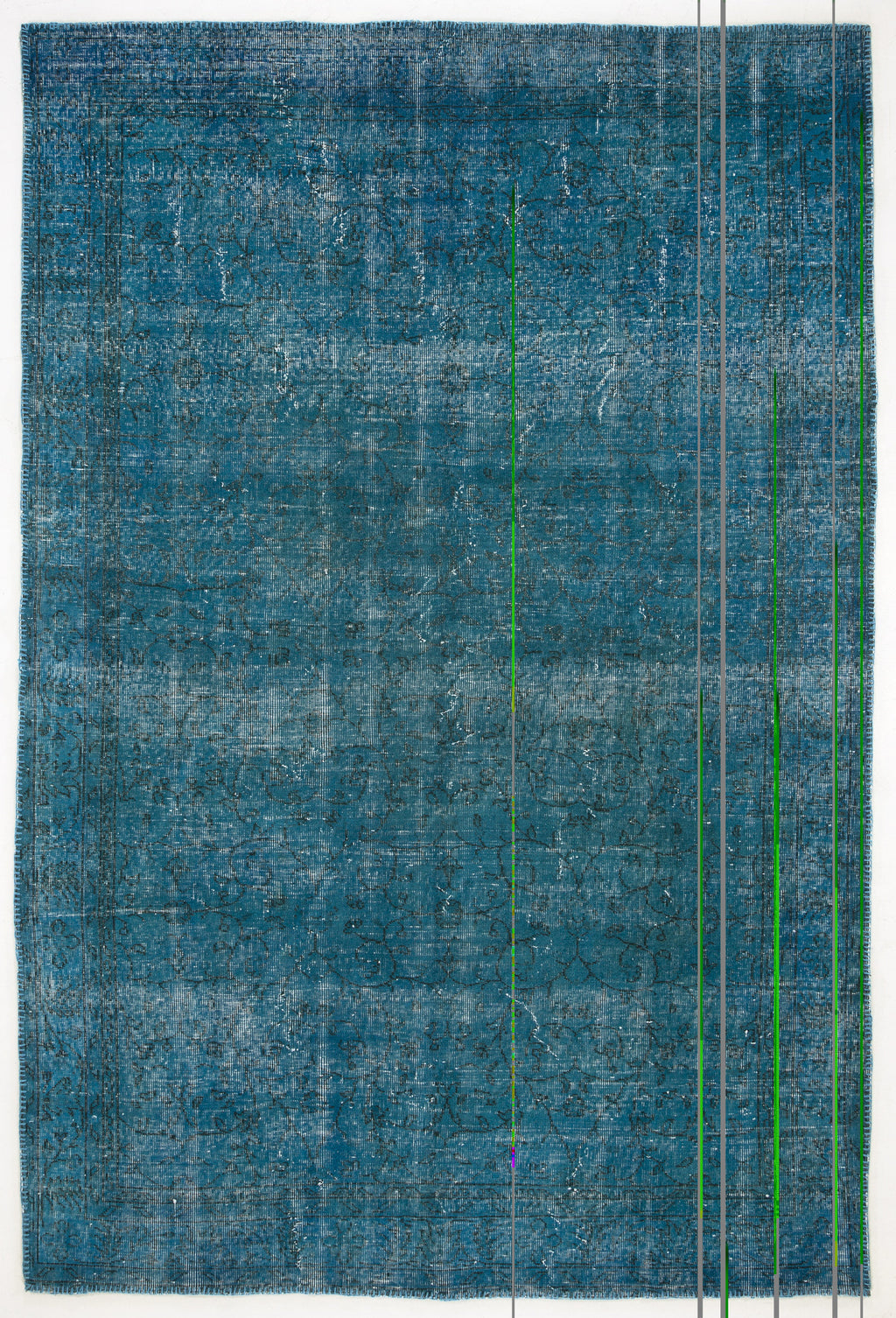 Turquoise  Over Dyed Vintage Rug 6'5'' x 9'7'' ft 195 x 292 cm