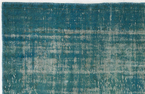 Turquoise  Over Dyed Vintage Rug 5'0'' x 8'8'' ft 153 x 264 cm