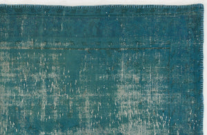 Turquoise  Over Dyed Vintage Rug 5'0'' x 8'8'' ft 153 x 264 cm