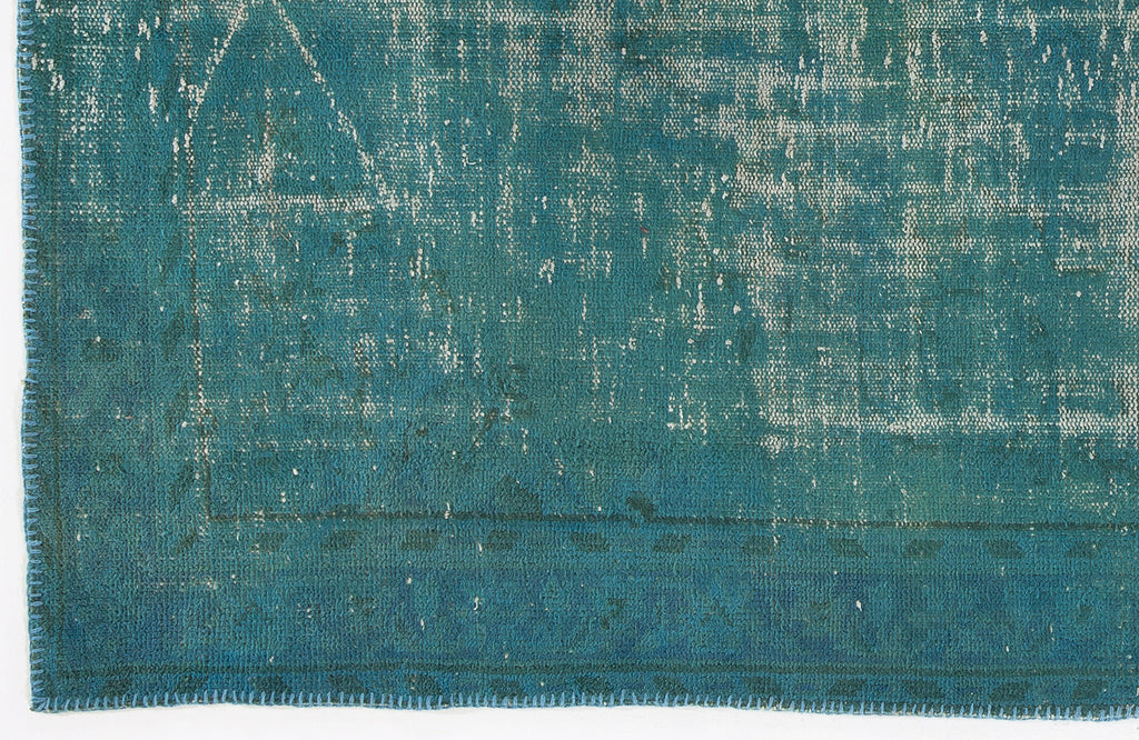 Turquoise  Over Dyed Vintage Rug 5'0'' x 8'8'' ft 153 x 264 cm