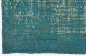 Turquoise  Over Dyed Vintage Rug 5'0'' x 8'8'' ft 153 x 264 cm