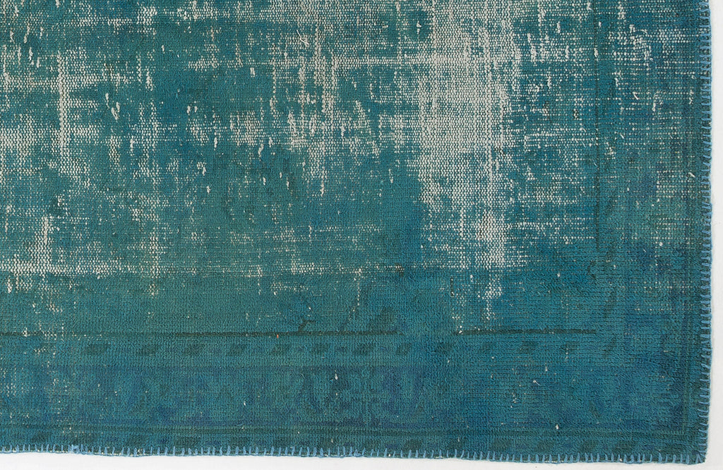 Turquoise  Over Dyed Vintage Rug 5'0'' x 8'8'' ft 153 x 264 cm