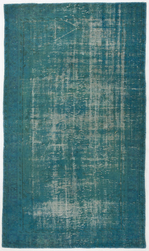 Turquoise  Over Dyed Vintage Rug 5'0'' x 8'8'' ft 153 x 264 cm