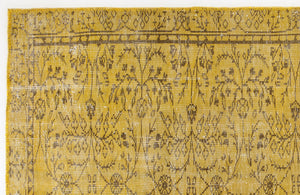 Yellow Over Dyed Vintage Rug 5'5'' x 9'4'' ft 165 x 285 cm