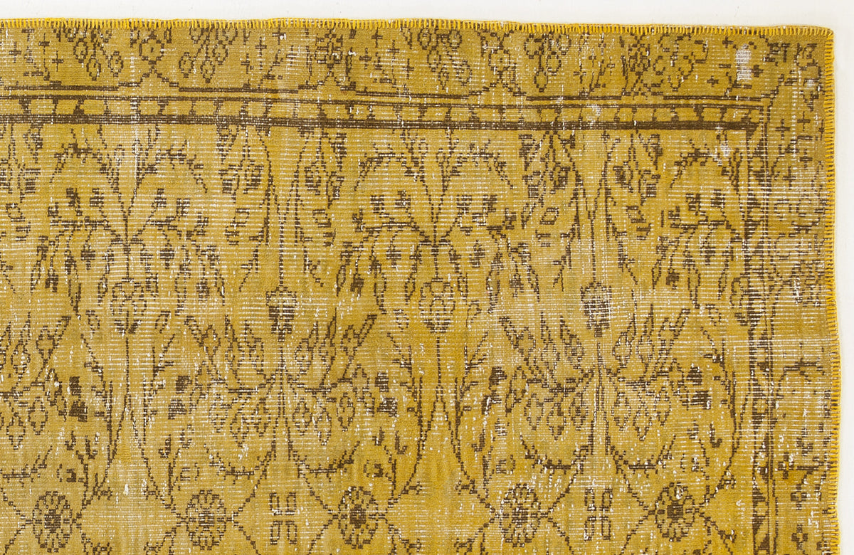 Yellow Over Dyed Vintage Rug 5&#39;5&#39;&#39; x 9&#39;4&#39;&#39; ft 165 x 285 cm