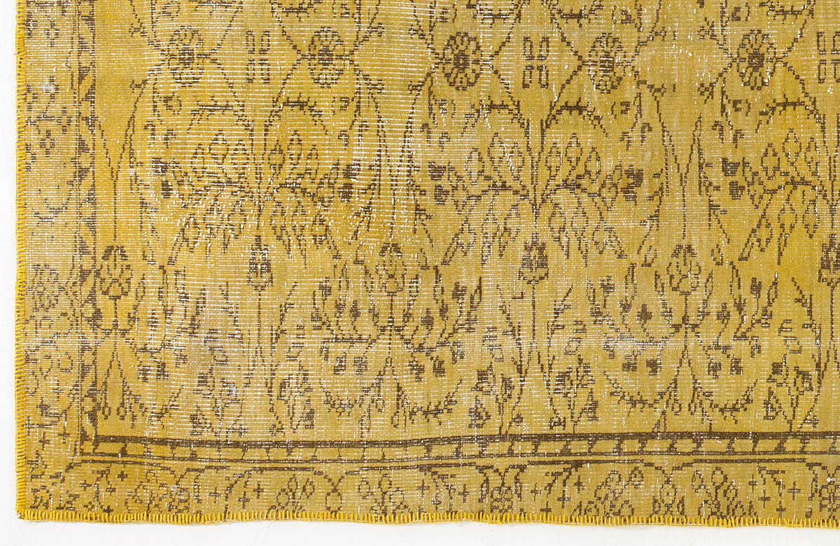 Yellow Over Dyed Vintage Rug 5&#39;5&#39;&#39; x 9&#39;4&#39;&#39; ft 165 x 285 cm