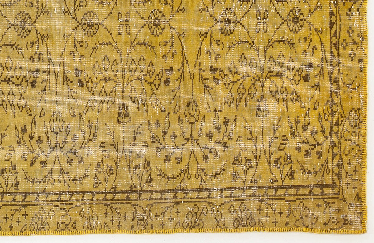 Yellow Over Dyed Vintage Rug 5&#39;5&#39;&#39; x 9&#39;4&#39;&#39; ft 165 x 285 cm