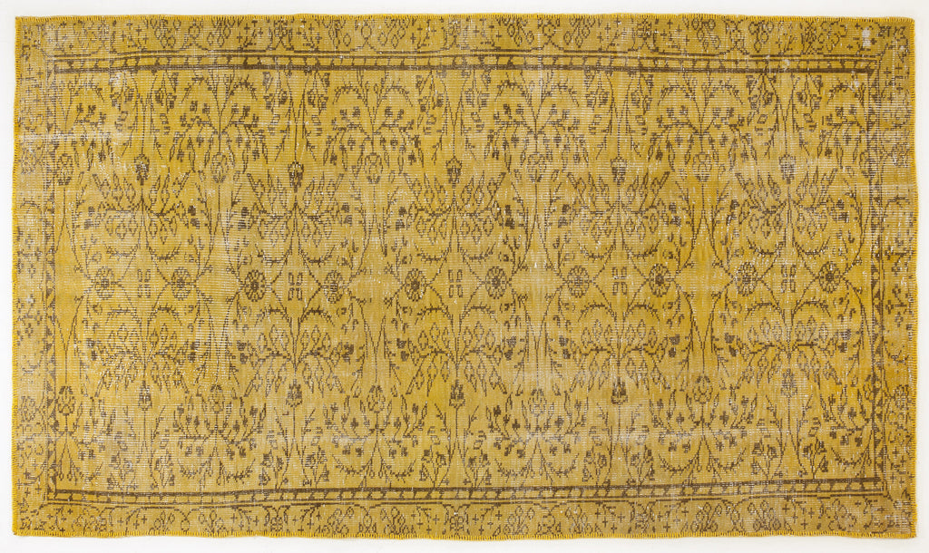 Yellow Over Dyed Vintage Rug 5'5'' x 9'4'' ft 165 x 285 cm