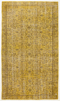 Yellow Over Dyed Vintage Rug 5'5'' x 9'4'' ft 165 x 285 cm