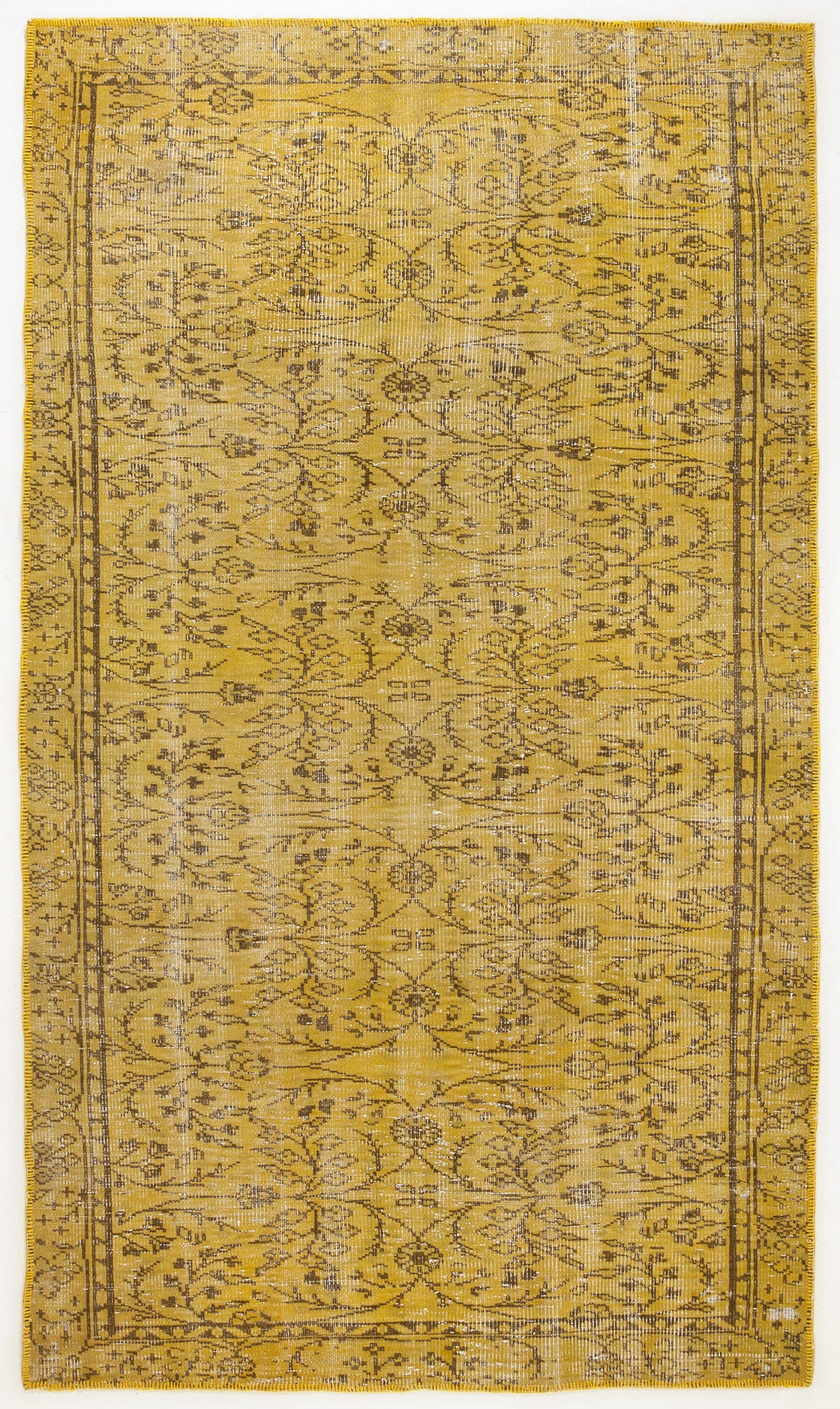 Yellow Over Dyed Vintage Rug 5&#39;5&#39;&#39; x 9&#39;4&#39;&#39; ft 165 x 285 cm