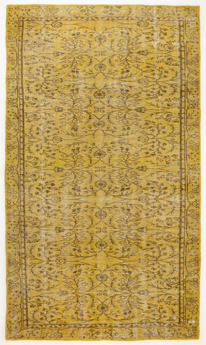 Yellow Over Dyed Vintage Rug 5'5'' x 9'4'' ft 165 x 285 cm