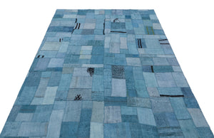 Hemp Over Dyed Kilim Patchwork Unique Rug 5'3'' x 7'4'' ft 160 x 223 cm