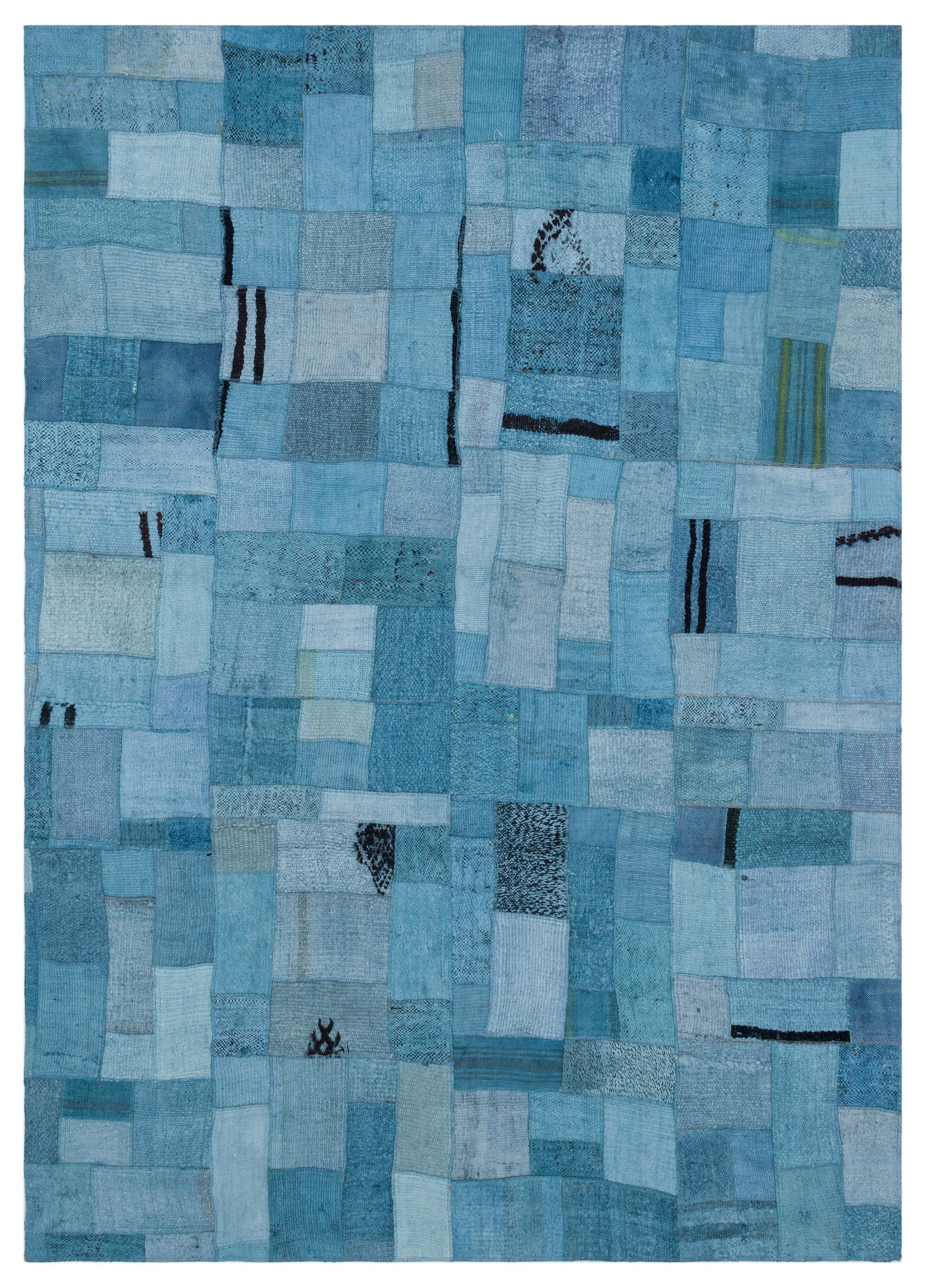 Hemp Over Dyed Kilim Patchwork Unique Rug 5'3'' x 7'4'' ft 160 x 223 cm