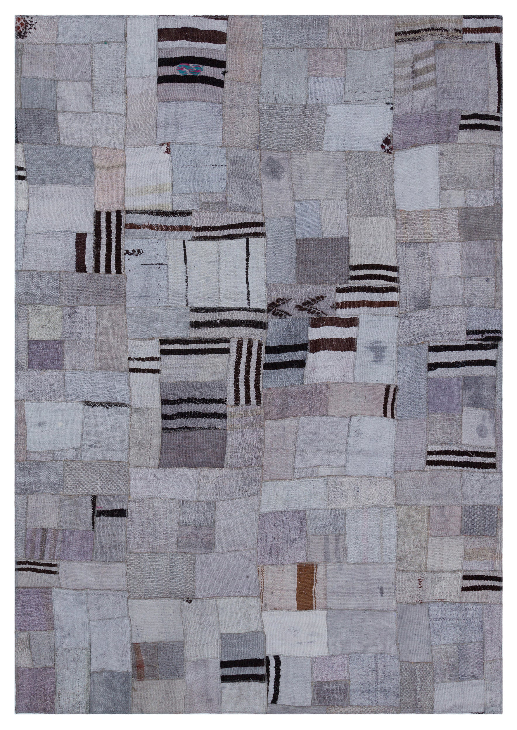 Hemp Over Dyed Kilim Patchwork Unique Rug 5'4'' x 7'7'' ft 162 x 230 cm