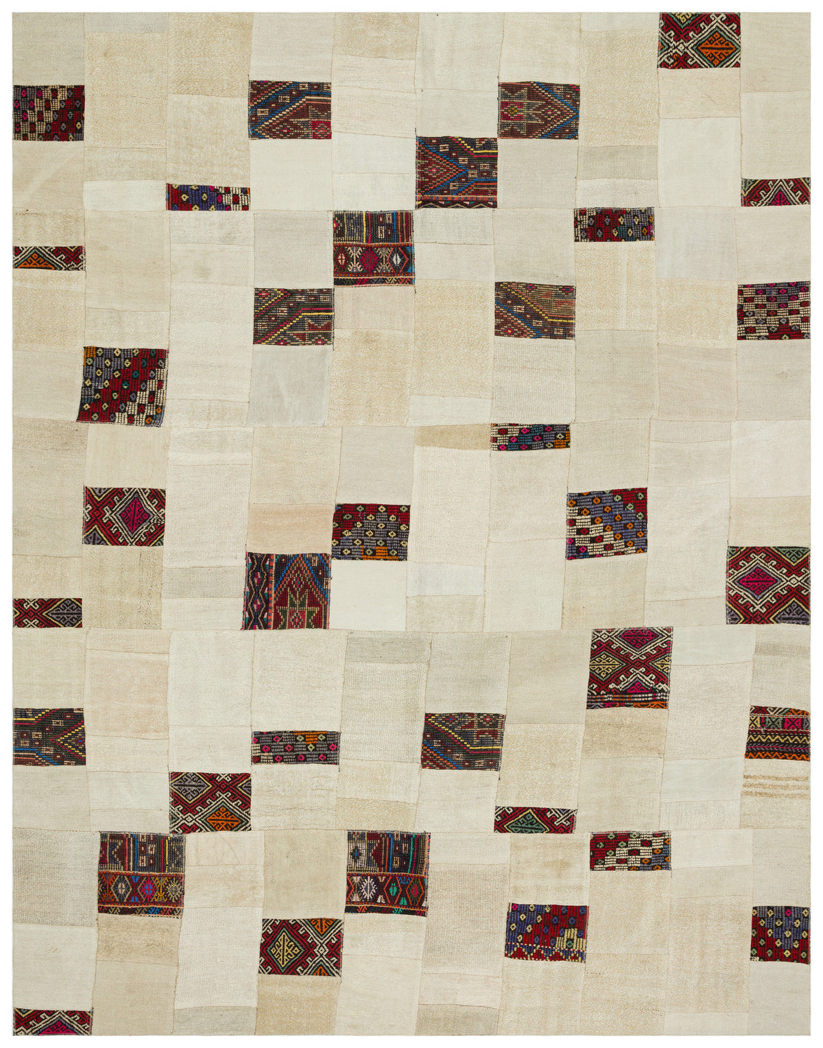Hemp Over Dyed Kilim Patchwork Unique Rug 9&#39;2&#39;&#39; x 11&#39;10&#39;&#39; ft 280 x 360 cm