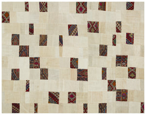 Hemp Over Dyed Kilim Patchwork Unique Rug 9'2'' x 11'10'' ft 280 x 360 cm