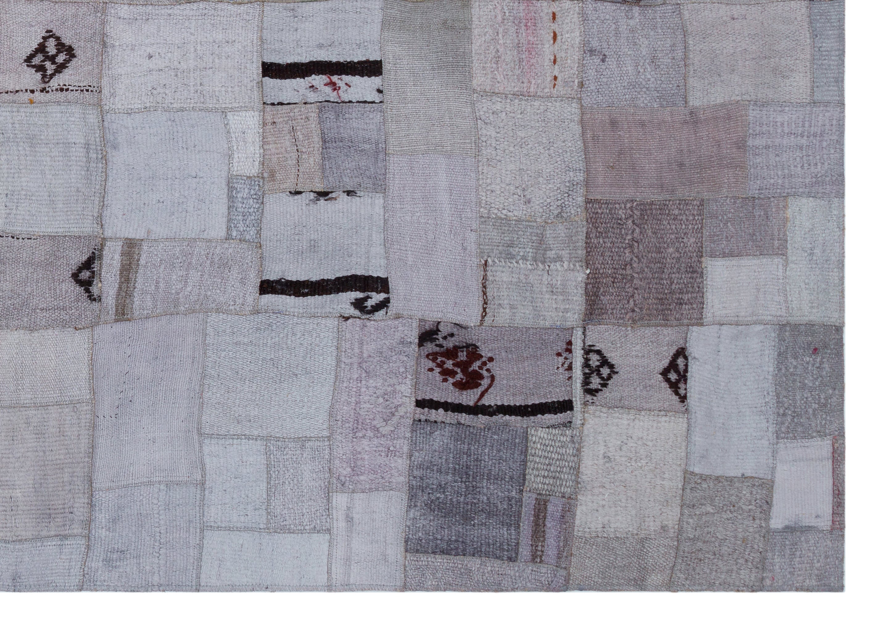 Hemp Over Dyed Kilim Patchwork Unique Rug 5'3'' x 7'7'' ft 160 x 230 cm