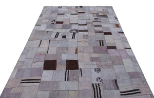 Hemp Over Dyed Kilim Patchwork Unique Rug 5'3'' x 7'7'' ft 160 x 230 cm