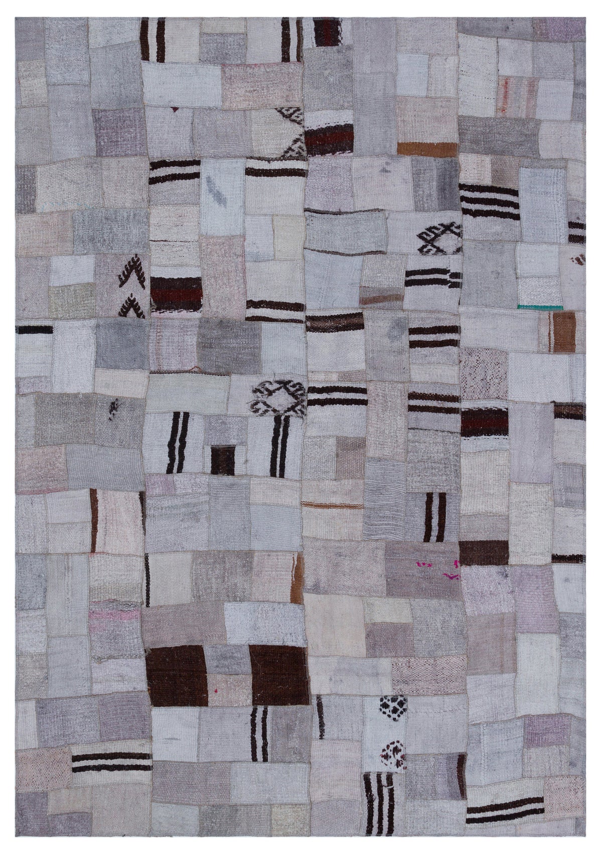 Hemp Over Dyed Kilim Patchwork Unique Rug 5&#39;3&#39;&#39; x 7&#39;7&#39;&#39; ft 160 x 230 cm