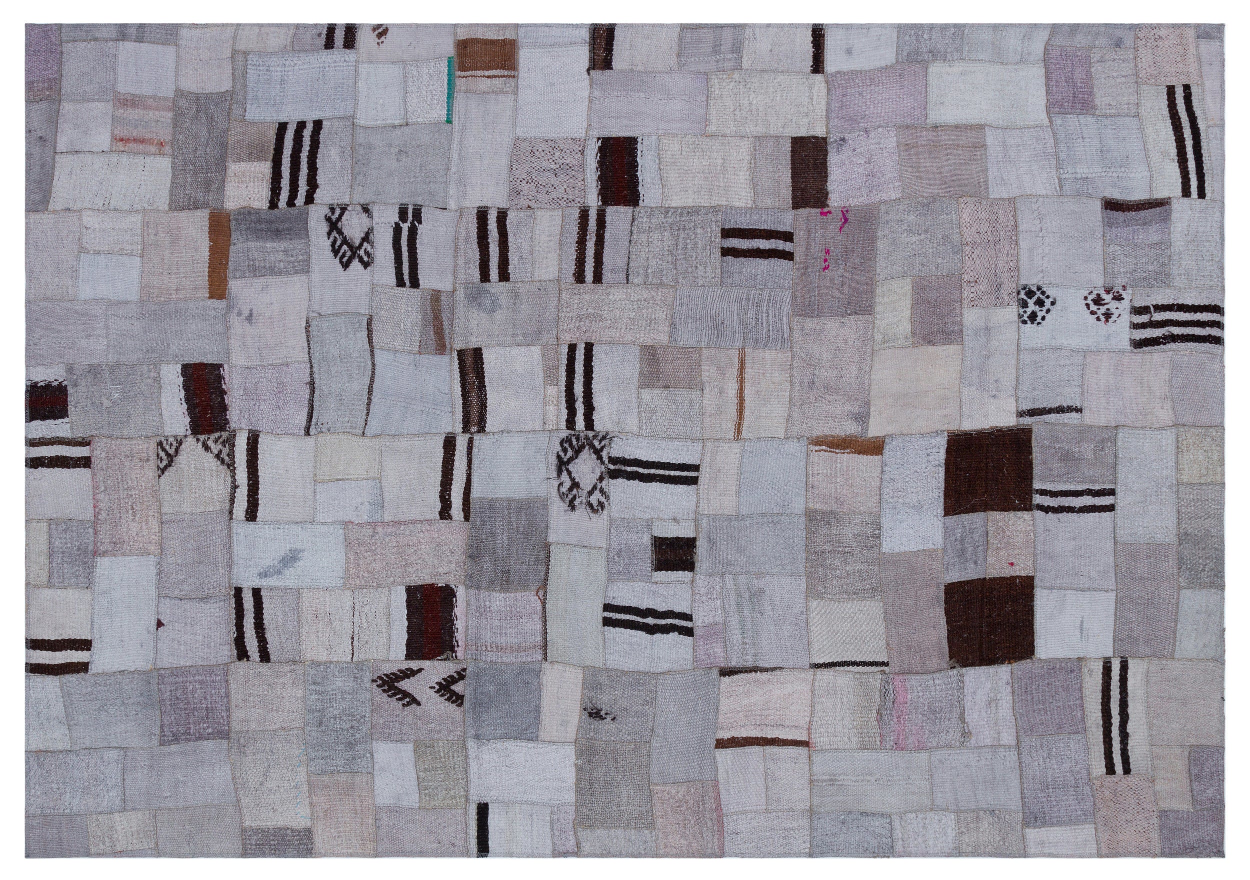 Hemp Over Dyed Kilim Patchwork Unique Rug 5'3'' x 7'7'' ft 160 x 230 cm