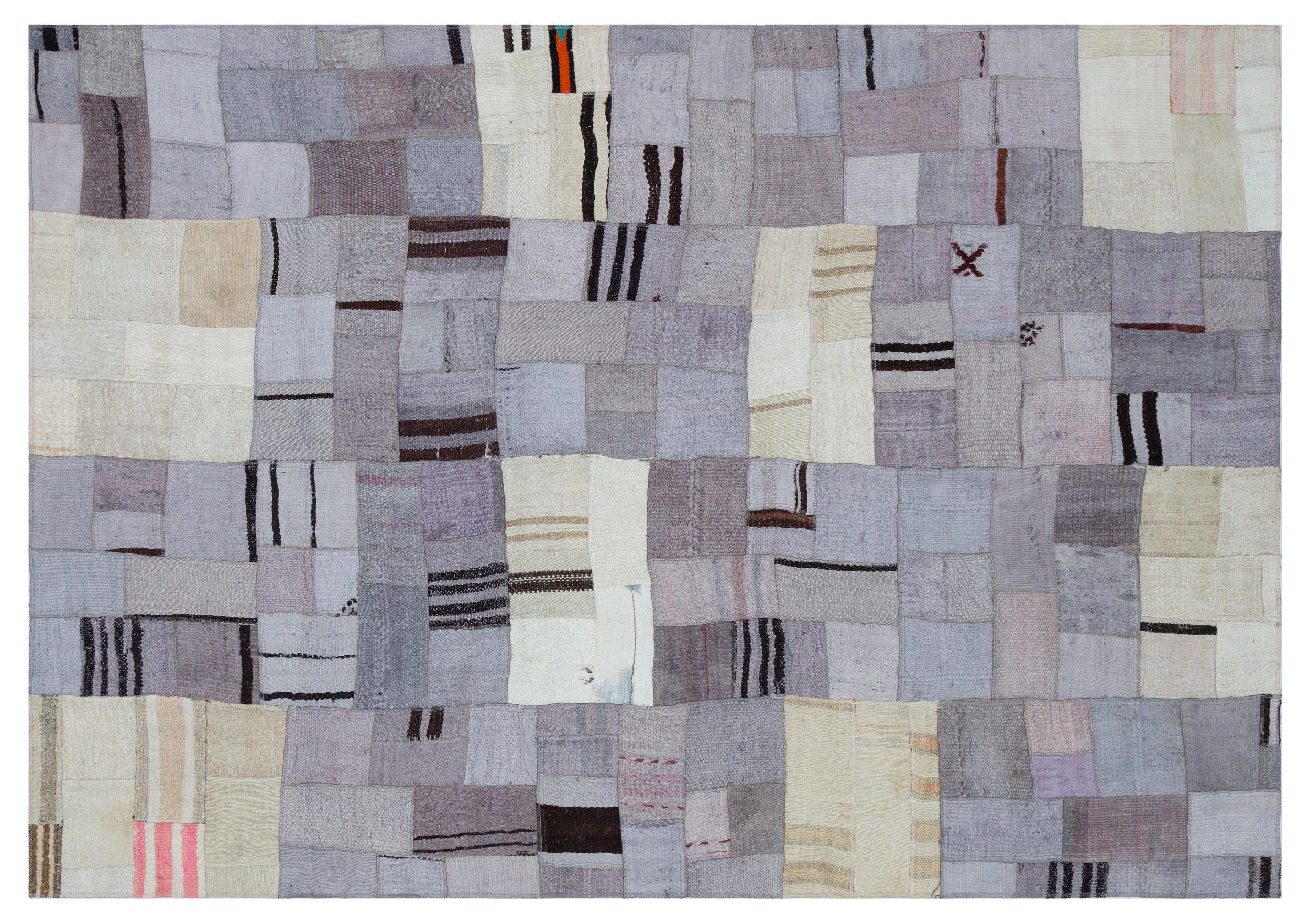 Hemp Over Dyed Kilim Patchwork Unique Rug 5'3'' x 7'7'' ft 160 x 230 cm