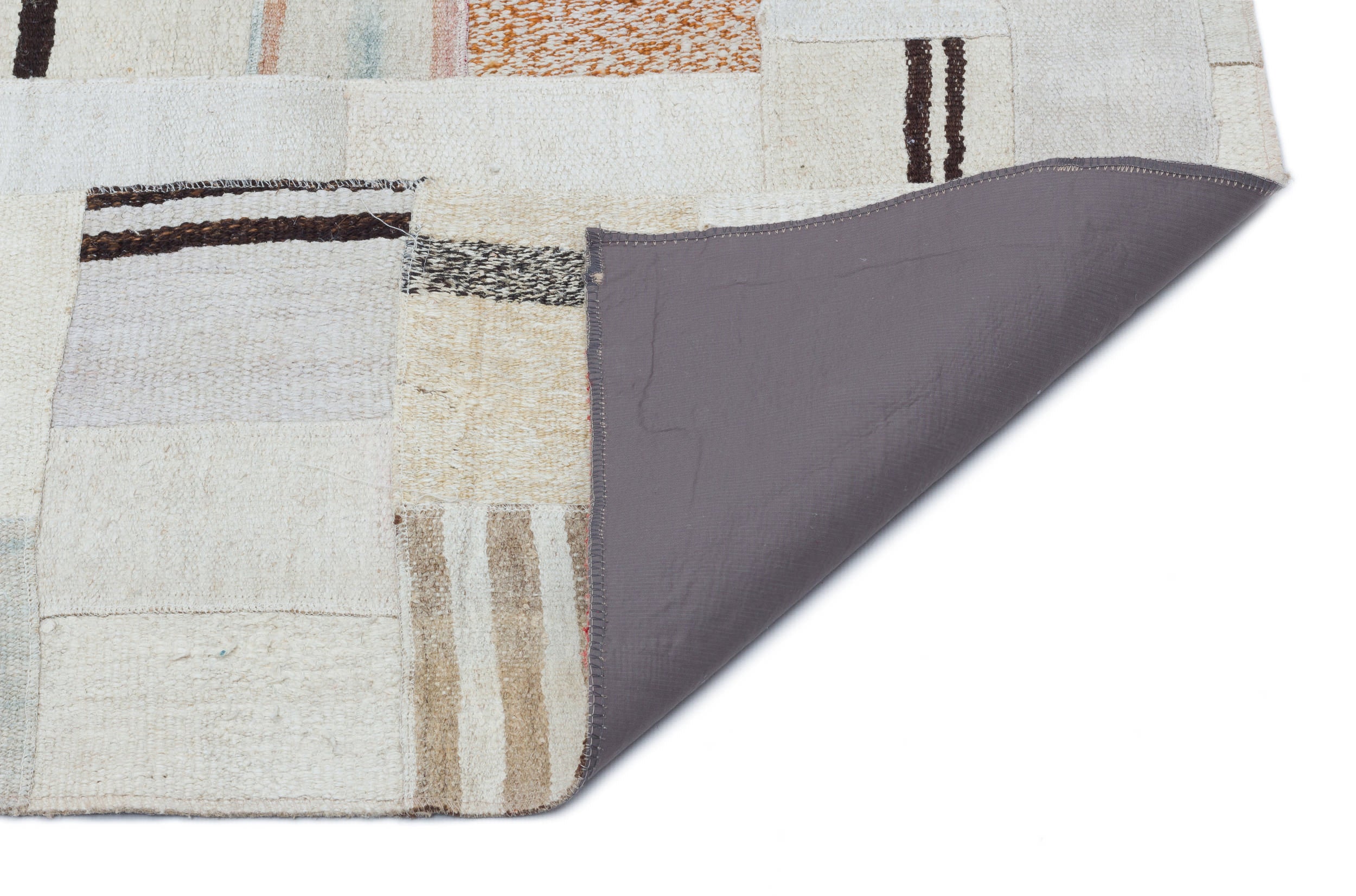 Natural Vintage Hemp Patchwork Rug 5 3 x 7 7 ft 160 x 231 cm