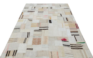 Hemp Over Dyed Kilim Patchwork Unique Rug 5'3'' x 7'7'' ft 160 x 231 cm