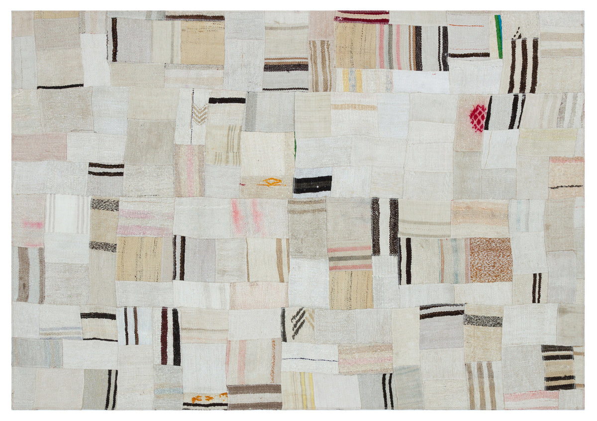 Hemp Over Dyed Kilim Patchwork Unique Rug 5&#39;3&#39;&#39; x 7&#39;7&#39;&#39; ft 160 x 231 cm