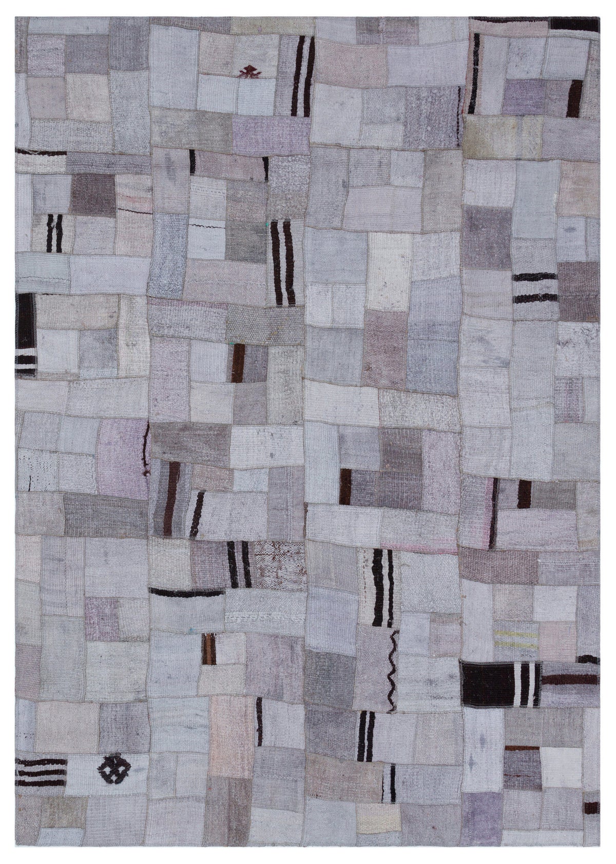 Hemp Over Dyed Kilim Patchwork Unique Rug 5&#39;4&#39;&#39; x 7&#39;6&#39;&#39; ft 162 x 228 cm