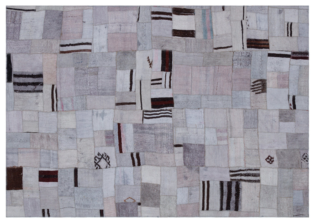 Hemp Over Dyed Kilim Patchwork Unique Rug 5&#39;3&#39;&#39; x 7&#39;7&#39;&#39; ft 161 x 230 cm