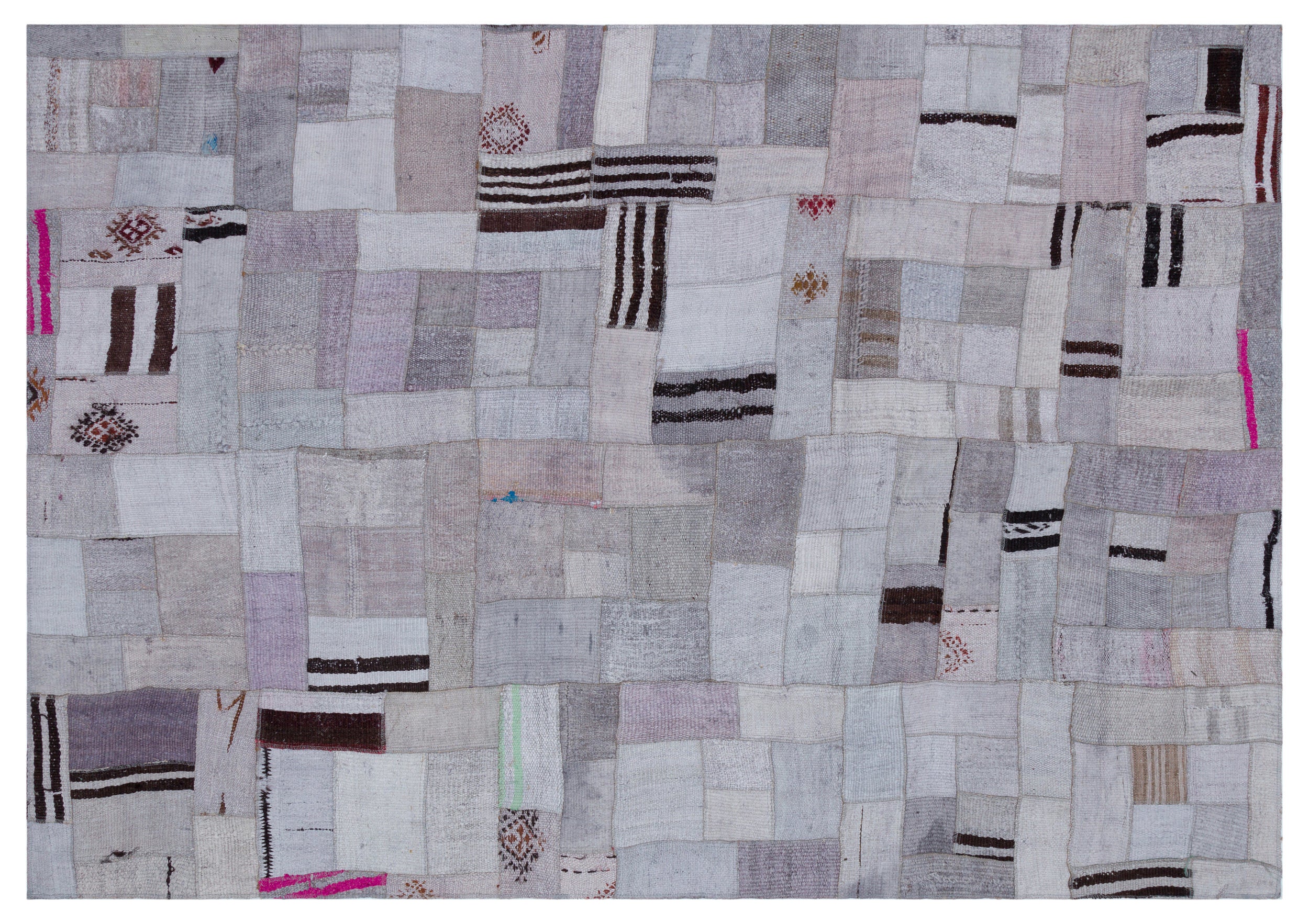 Hemp Over Dyed Kilim Patchwork Unique Rug 5'4'' x 7'7'' ft 162 x 230 cm