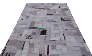 Hemp Over Dyed Kilim Patchwork Unique Rug 5'7'' x 7'9'' ft 170 x 237 cm