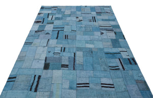 Hemp Over Dyed Kilim Patchwork Unique Rug 5'3'' x 7'5'' ft 161 x 227 cm