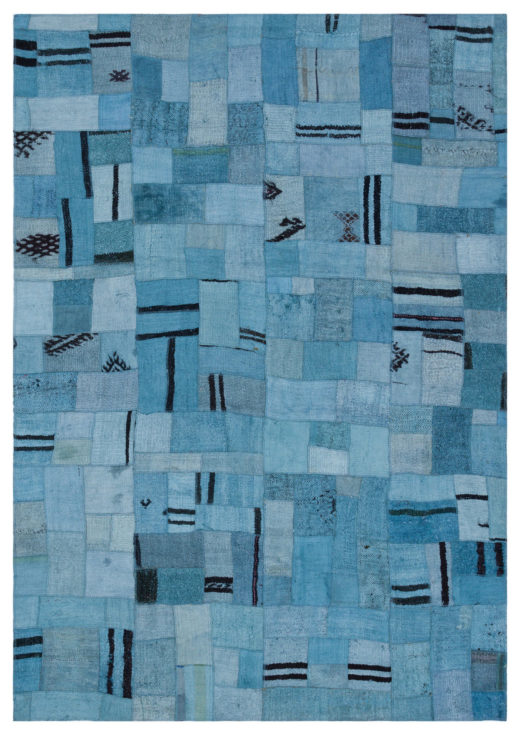 Hemp Over Dyed Kilim Patchwork Unique Rug 5'3'' x 7'5'' ft 161 x 227 cm