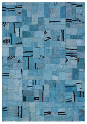 Hemp Over Dyed Kilim Patchwork Unique Rug 5'3'' x 7'5'' ft 161 x 227 cm