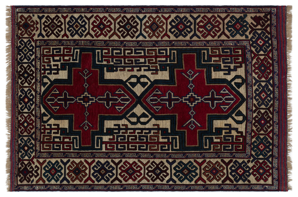 Natural Anatolium Turkish Vintage Rug 4&#39;2&#39;&#39; x 6&#39;6&#39;&#39; ft 127 x 197 cm