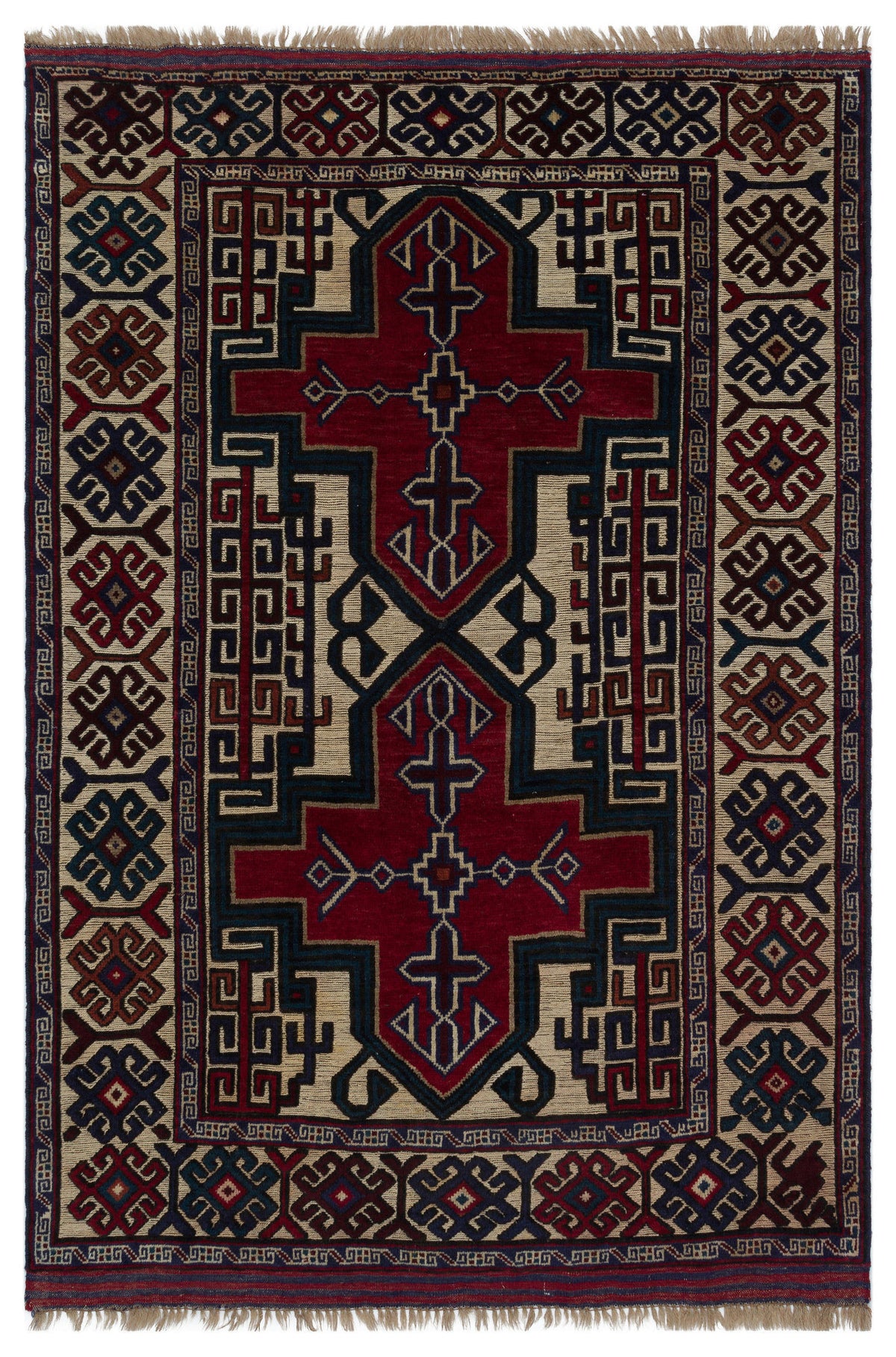 Natural Anatolium Turkish Vintage Rug 4&#39;2&#39;&#39; x 6&#39;6&#39;&#39; ft 127 x 197 cm