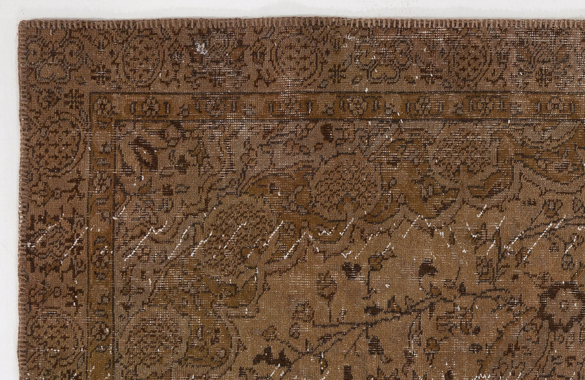 Brown Over Dyed Vintage Rug 4&#39;11&#39;&#39; x 8&#39;4&#39;&#39; ft 150 x 255 cm