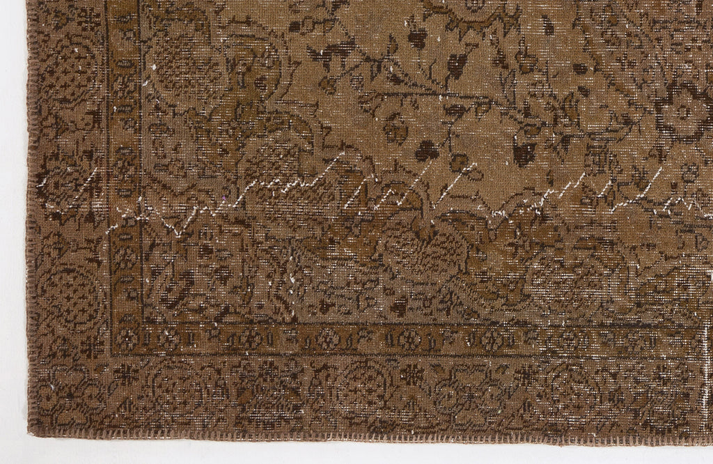 Brown Over Dyed Vintage Rug 4'11'' x 8'4'' ft 150 x 255 cm