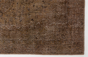 Brown Over Dyed Vintage Rug 4'11'' x 8'4'' ft 150 x 255 cm