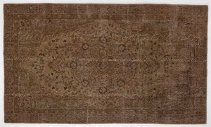Brown Over Dyed Vintage Rug 4'11'' x 8'4'' ft 150 x 255 cm