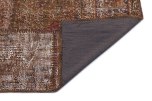 Brown Over Dyed Patchwork Unique Rug 4'0'' x 5'10'' ft 122 x 179 cm