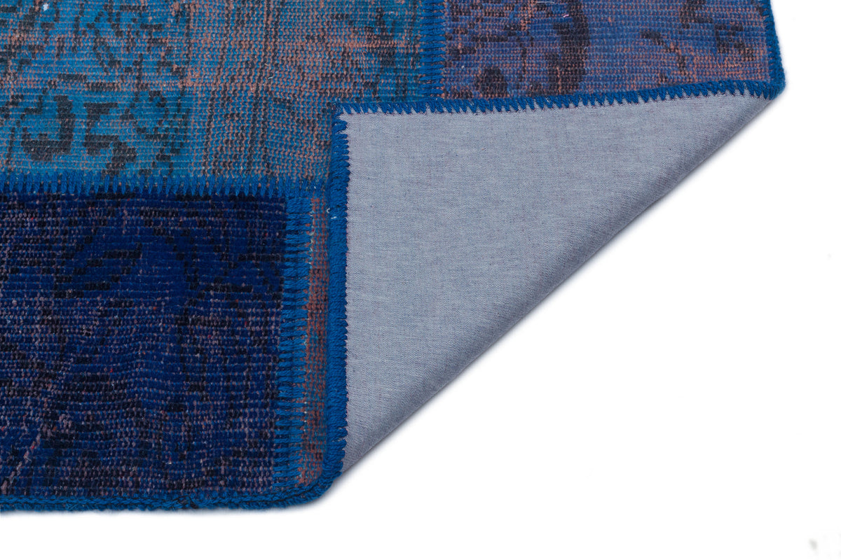 Blue Over Dyed Patchwork Unique Rug 3&#39;11&#39;&#39; x 5&#39;11&#39;&#39; ft 120 x 180 cm