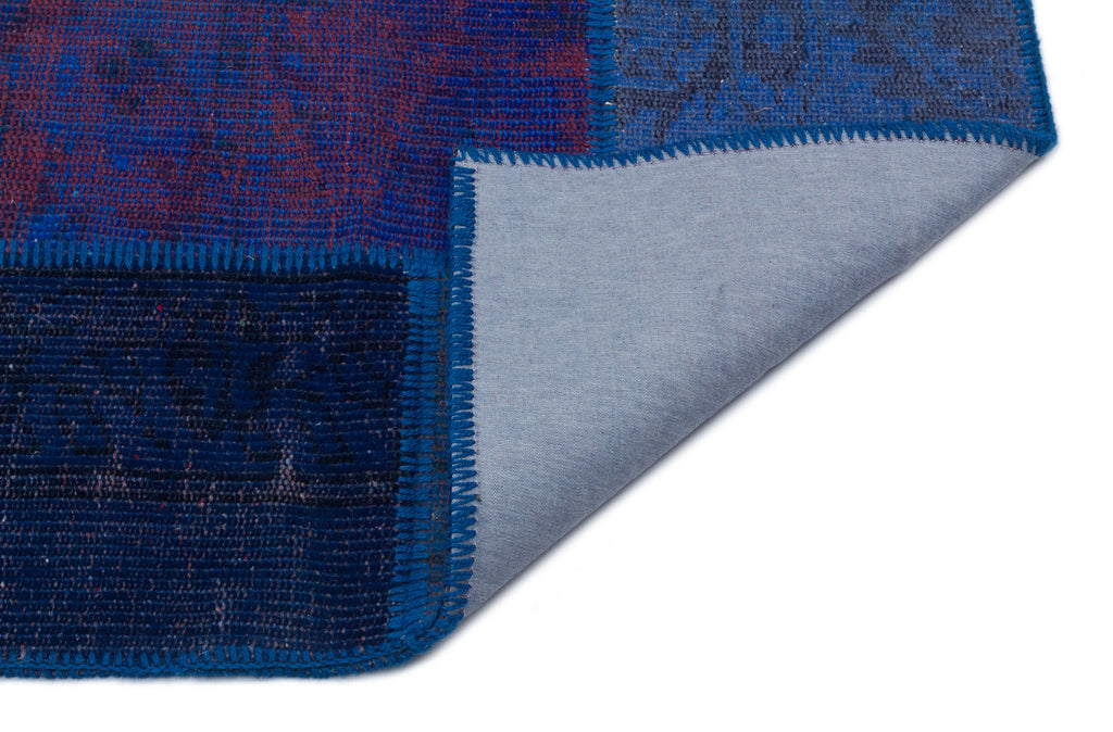 Blue Over Dyed Patchwork Unique Rug 3'11'' x 5'11'' ft 120 x 180 cm