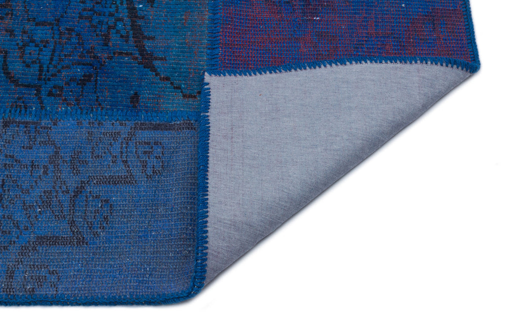 Blue Over Dyed Patchwork Unique Rug 3'11'' x 5'11'' ft 120 x 180 cm