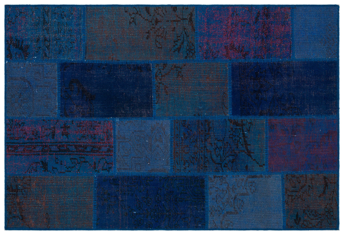 Blue Over Dyed Patchwork Unique Rug 3&#39;11&#39;&#39; x 5&#39;11&#39;&#39; ft 120 x 180 cm